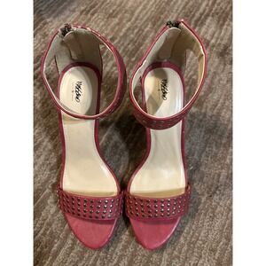 Mossimo Red Studded Ankle Strap Heels Party‎ Shoes Size 6